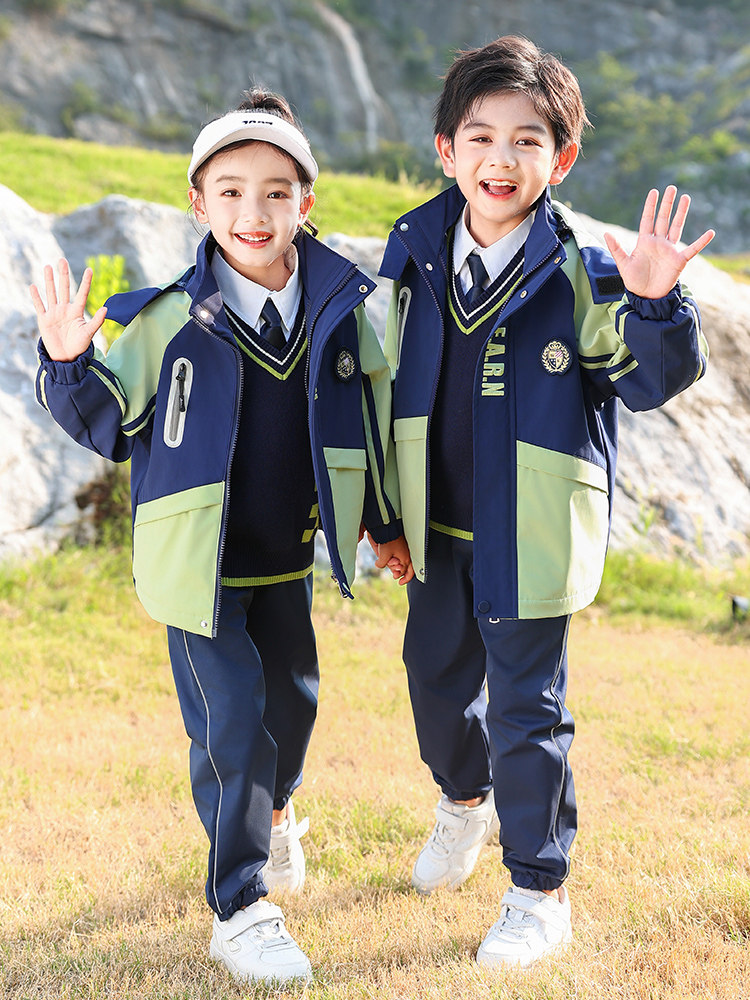 幼儿园园服春秋款小学生校服冲锋衣三件套装儿童运动服男女童班服