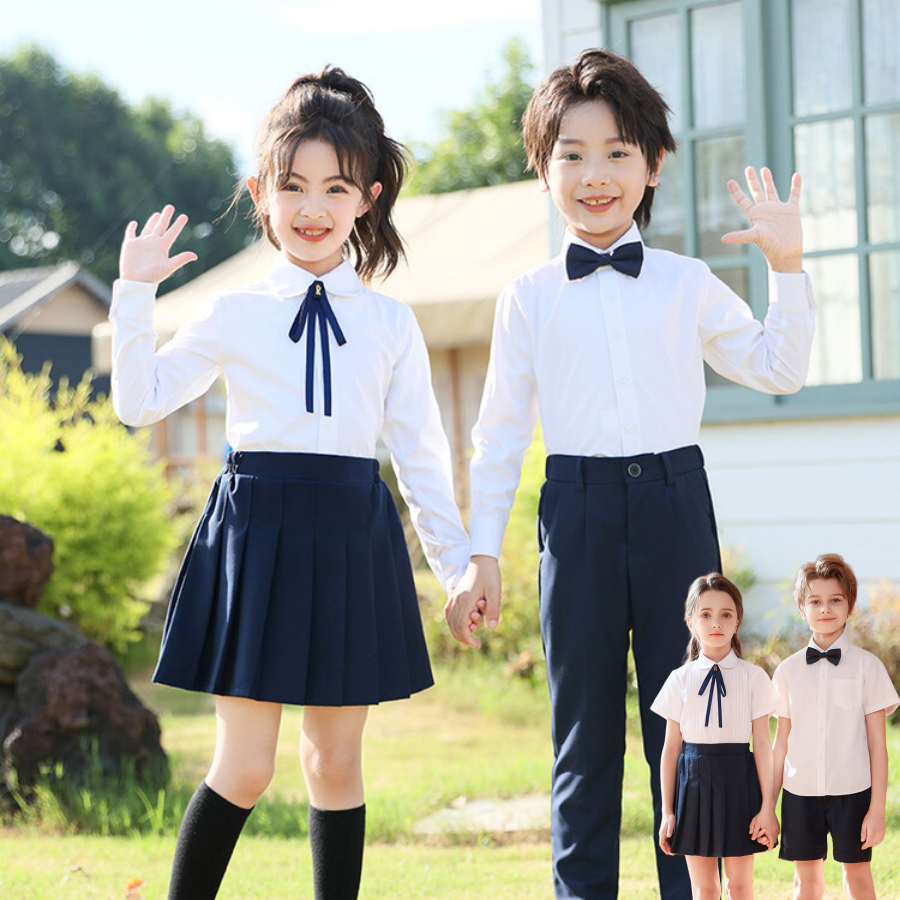 儿童团体朗诵幼儿园演出服小学生合唱团白色衬衫百褶裙表演服套装