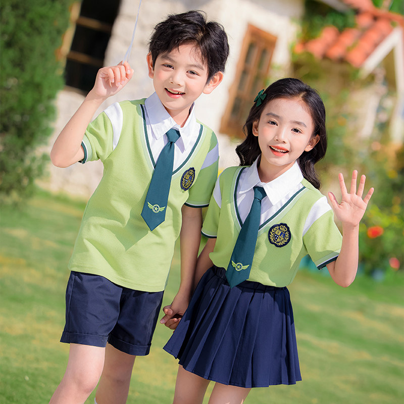 校服短袖套装夏季班服一年级学校幼儿园团体运动会教师服装三件套