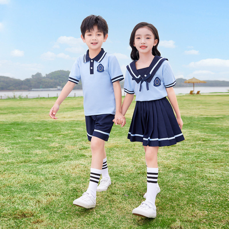 幼儿园园服夏季短袖海军领六一表演班服小学生校服大班毕业服纯棉