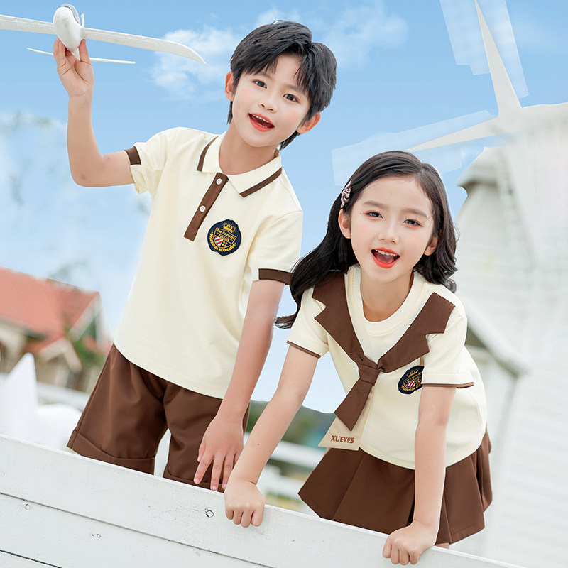 幼儿园园服小学生校服夏季短袖套装英伦风班服大班毕业照六一演出