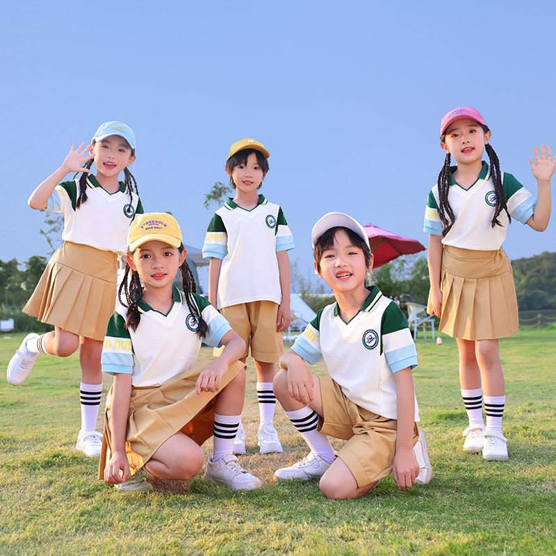 幼儿园园服夏季小学生班服定制夏天校服套装儿童毕业服装纯棉短袖