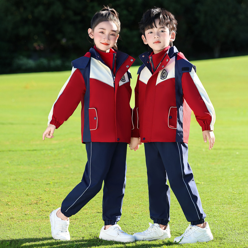 儿童班服统一定制中小学生校服秋冬冲锋衣三件套幼儿园园服春秋装
