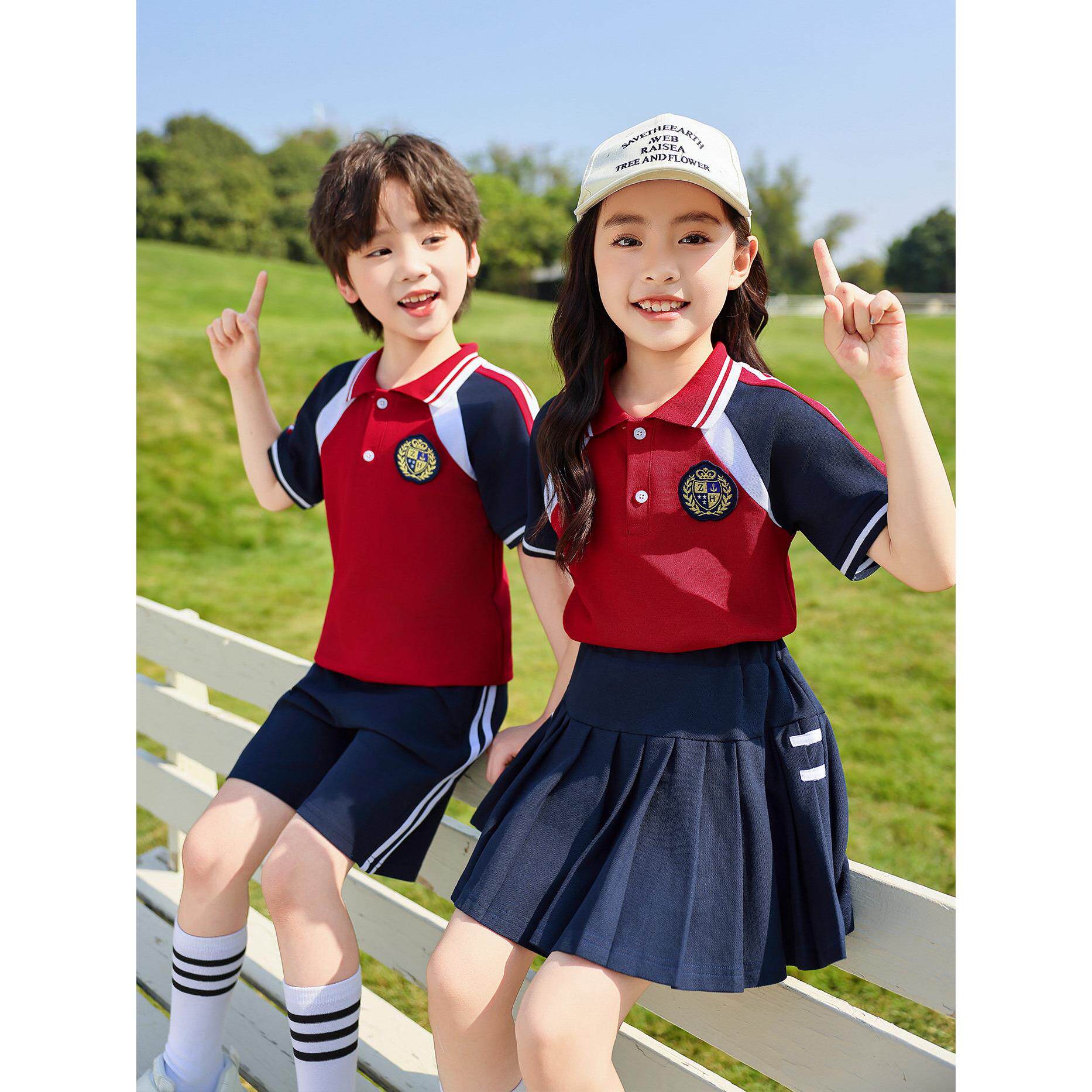 小学生夏季纯棉短袖校服套装园服