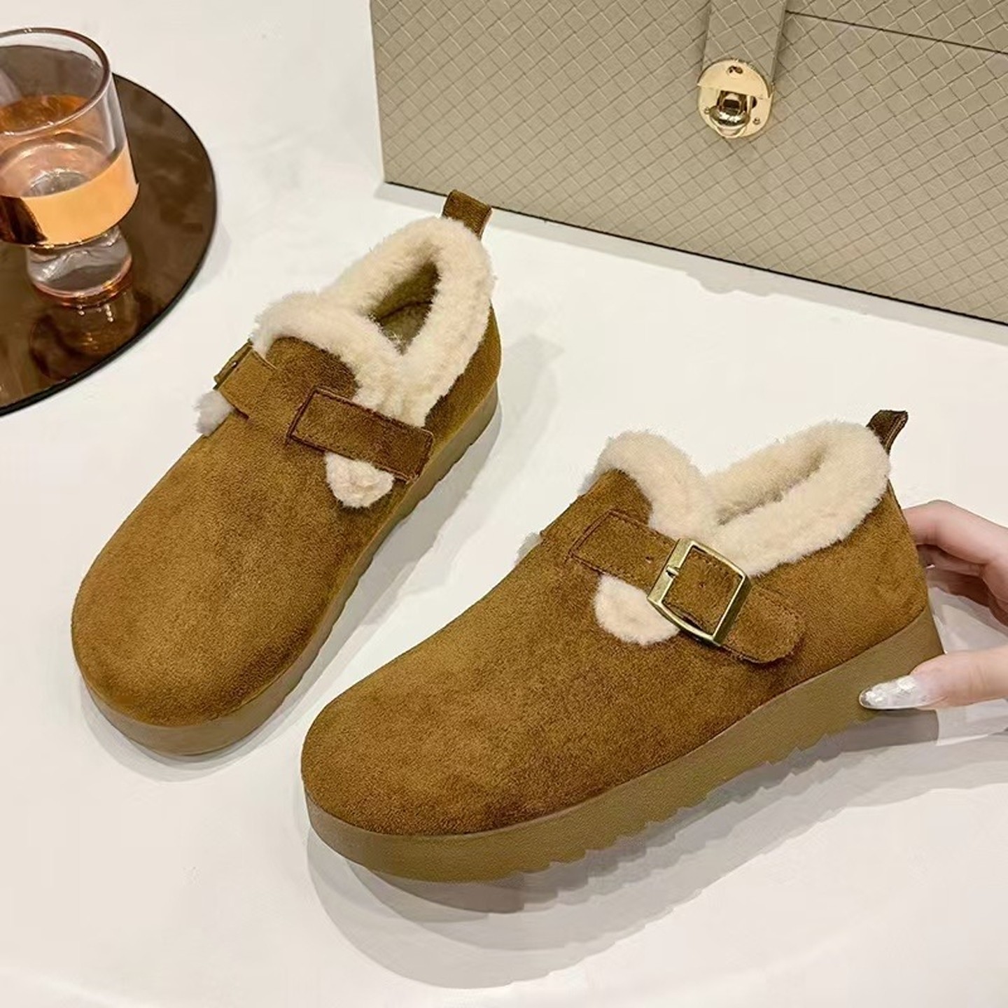 加绒勃肯鞋2026马年新款毛毛鞋低帮加棉女鞋软底时尚休闲雪地靴冬,女鞋,棉鞋,淘宝优惠券,粉丝福利购,淘宝优惠卷