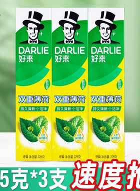 DARLIE好来(原黑人)牙膏双重薄荷225g90g支清新口气家庭实惠装