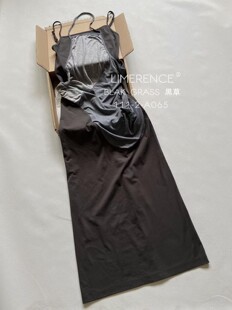 open yy韩国设计师品牌不规则撞色挂脖双层收腰显瘦吊带连衣裙