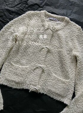 Studios 艾克妮 蝴蝶结装饰短款羊毛针织外套