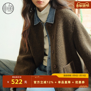 非鱼毛呢外套2025秋冬新款文艺复古毛呢大衣外套短款气质呢料上衣