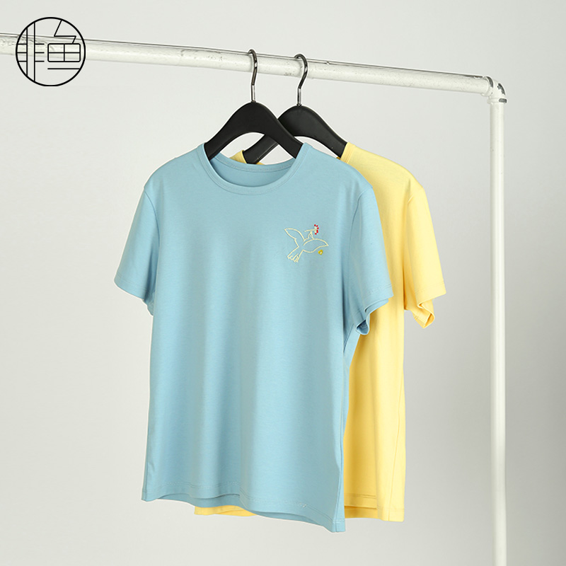 百搭T恤通勤短袖非鱼刺绣