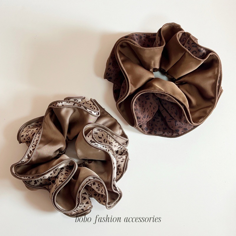 四层豹纹大肠发圈女2025新款感丸子头发绳气质扎马尾头绳发饰