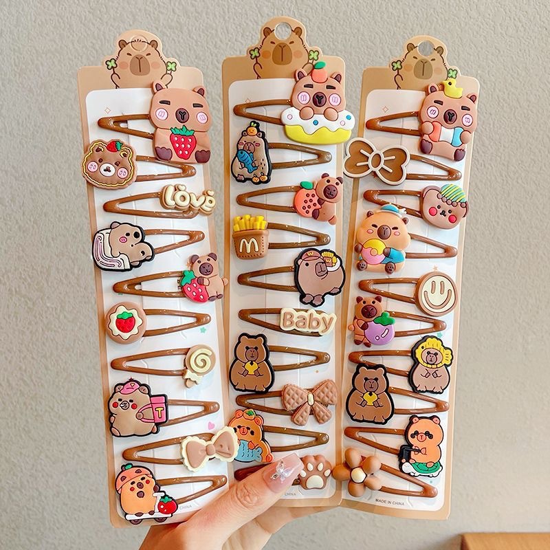 卡皮巴拉儿童发夹女孩碎发bb夹不伤发卡通发卡宝宝刘海侧边夹头饰