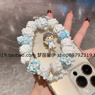 新款泡泡玛特蘑菇精灵系列手机链包包挂件哈吃抱抱时光手机短链女