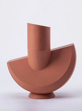 现代极简砖红色抽象几何树脂首饰架摆件家居样板房软装饰品摆设