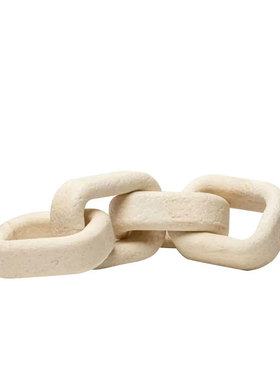 现代北欧侘寂风艺术树脂链条连环扣摆件家居样板房酒店软装饰品