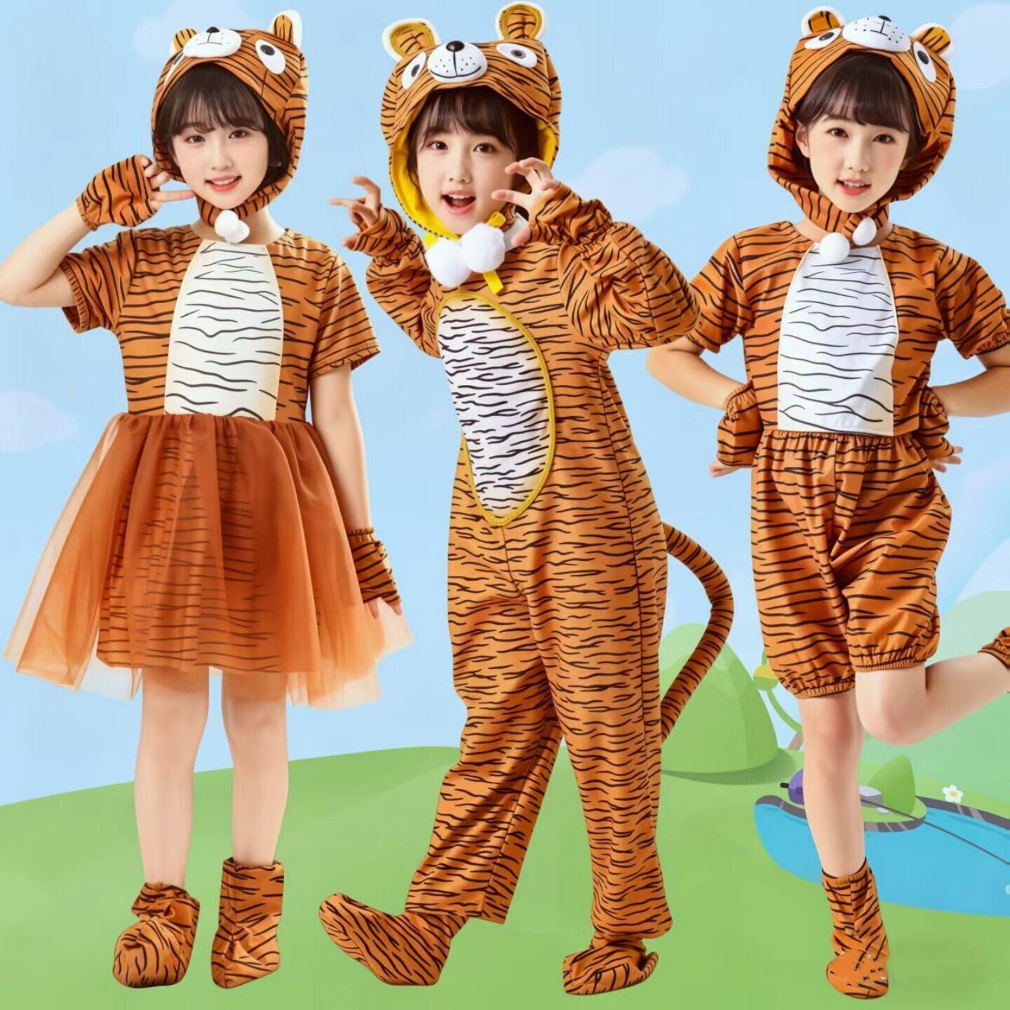 六一儿童小老虎演出服新款幼儿园动物套装小学生卡通舞蹈表演服装