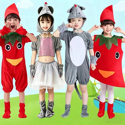 儿童动物服老鼠吃辣椒小老鼠演出服幼儿园动物表演服老鼠舞蹈服装