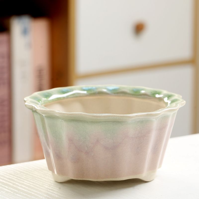 渐变花瓣流釉便宜透气简约创意个性装饰家用多肉花盆陶瓷高颜值