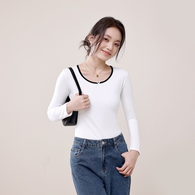 纯棉秋衣女款薄款套装大码套装全棉毛衫圆领保暖内衣打底衫秋裤冬