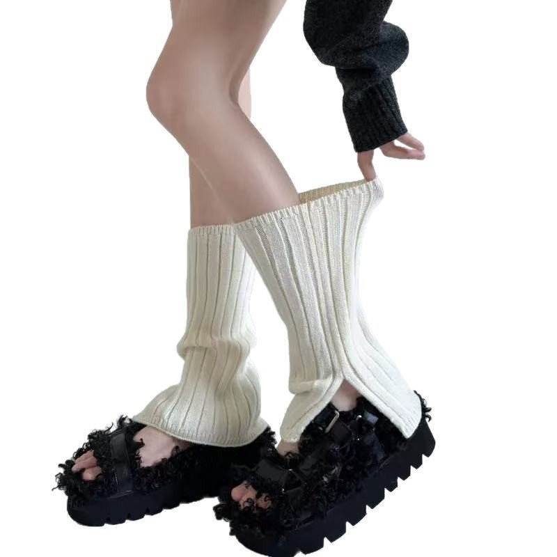 开叉针织加厚袜套堆堆袜女秋冬季中筒女针织y2k腿套保暖配雪地靴