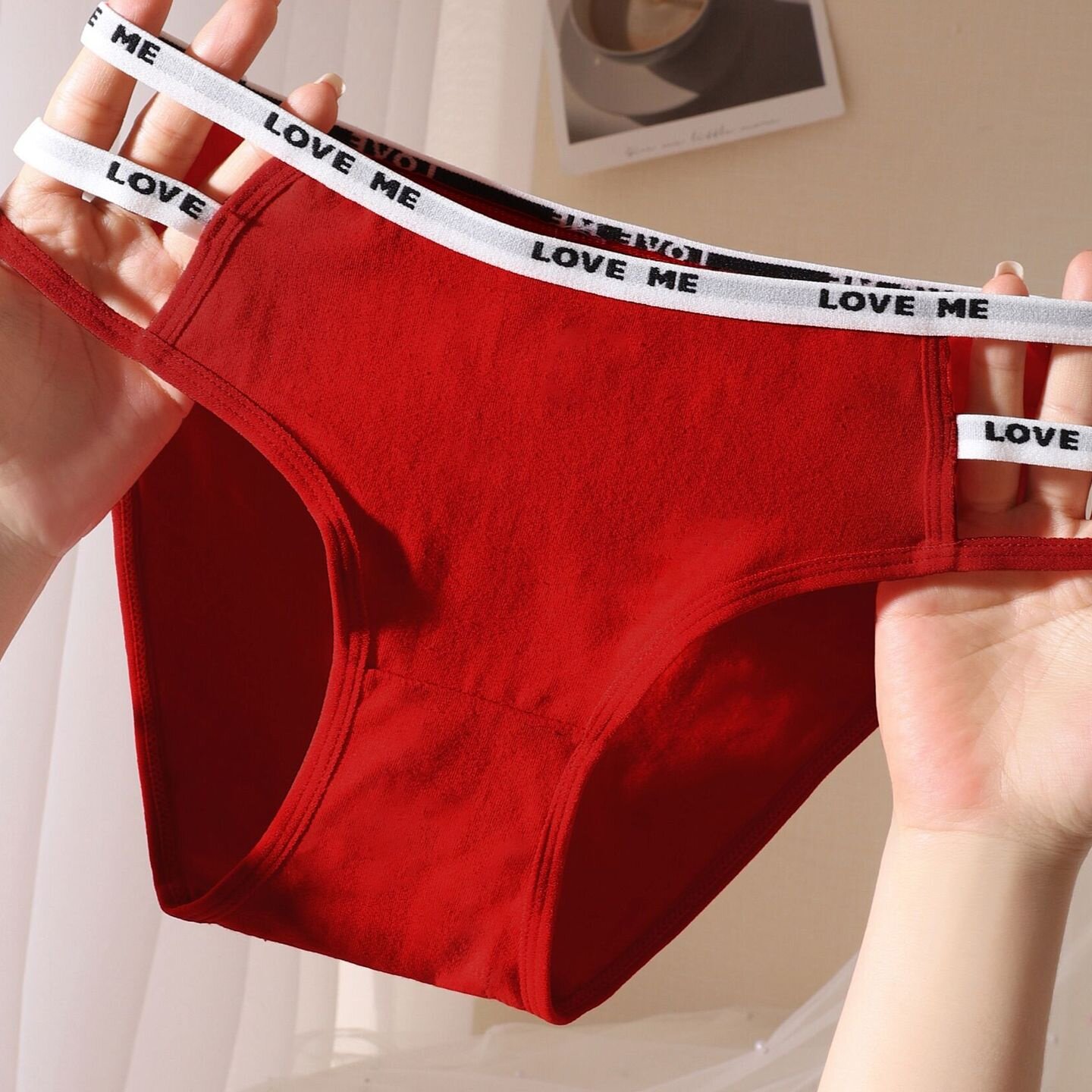 纯欲风~全棉内裤女低腰大码本命年大红色女士三角裤性感女士