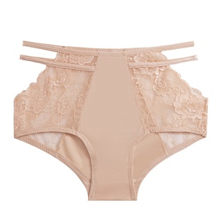 头 蕾丝高腰收腹纯痕豹纹透气棉裆包臀三角裤 女士性感冰丝内裤 大码