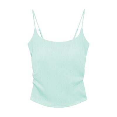 夏季小清新纯棉吊带背心设计感褶皱内搭带胸垫外穿显瘦美背上衣女