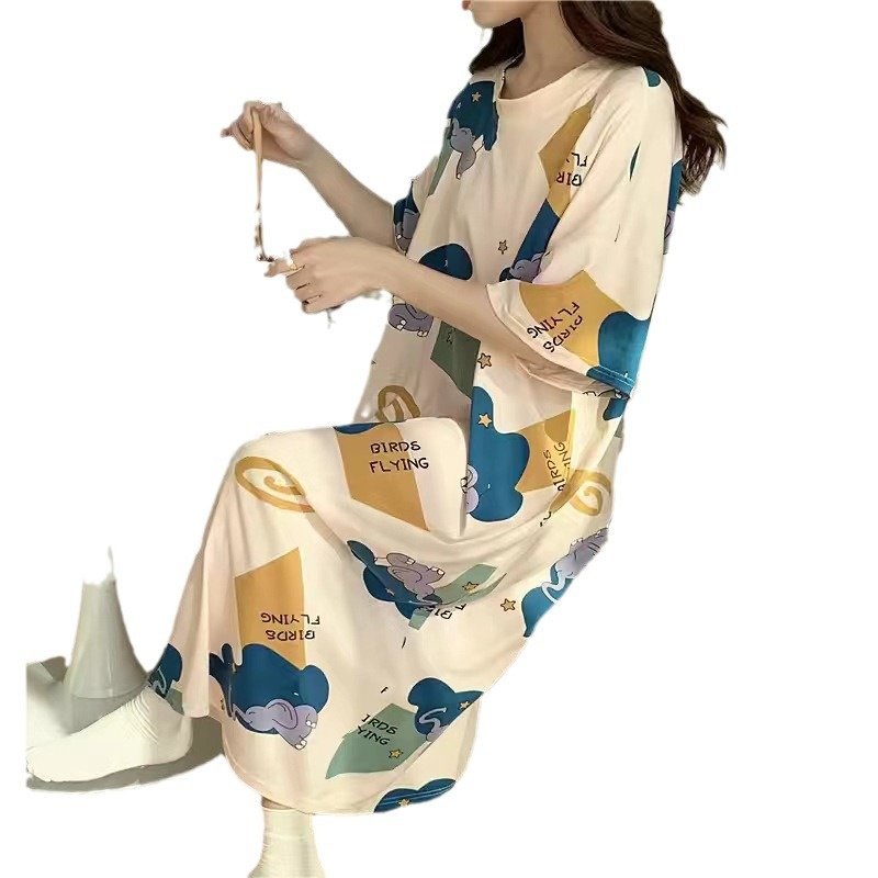 可爱睡裙女士夏季短袖卡通睡衣大码宽松薄款孕妇家居服连衣裙学生,女士内衣/男士内衣/家居服,睡袍/浴袍,淘宝优惠券,粉丝福利购,淘宝优惠卷