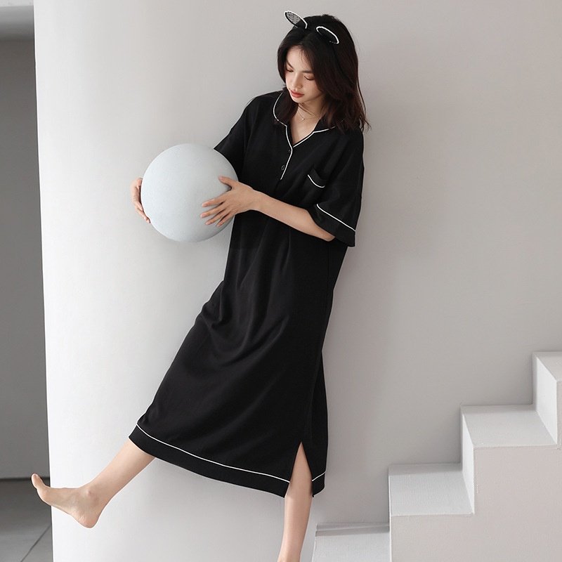 莫代尔睡裙女短袖夏季带胸垫大码孕妇棉绸睡衣纯色长款春秋家居服,女士内衣/男士内衣/家居服,睡袍/浴袍,淘宝优惠券,粉丝福利购,淘宝优惠卷