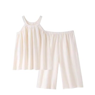 韩范可外穿家居服套装 2025新款 裤 吊带七分裤 带胸垫睡衣女夏季