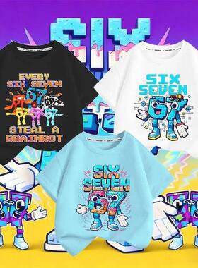 大马t儿童短袖上衣圆领岁卡通恤中大童印花-纯棉Seven12Six3100%