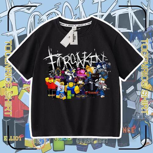 跨境新品forsaken roblox 游戏周边半袖上衣夏装男女儿童短袖夏季