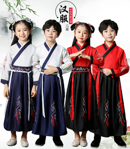 儿童古装汉服三字经演出服国学开笔礼朗诵小学生集体表演弟子规