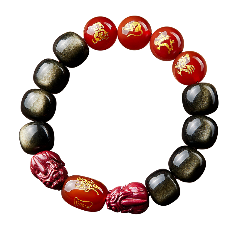 金曜石手串十二生肖三合六合手链转运珠男女款朱砂貔貅玛瑙泰岁珠