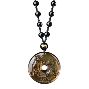 淘运阁鸿兔谛听吉宏吊坠属狗人吉祥佩戴物2026马年黑曜石葫芦项链