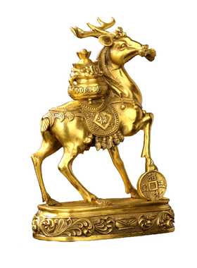 淘运阁铜制聚宝盆福鹿赐宝禄