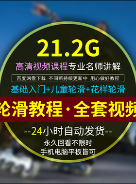 轮滑视频教程溜冰旱冰单双排少儿童入门自学习教学成人花样训练课