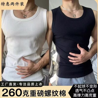 黑色美式坎肩背心男款夏季显肌肉无袖t恤高级感痞帅运动健身汗衫