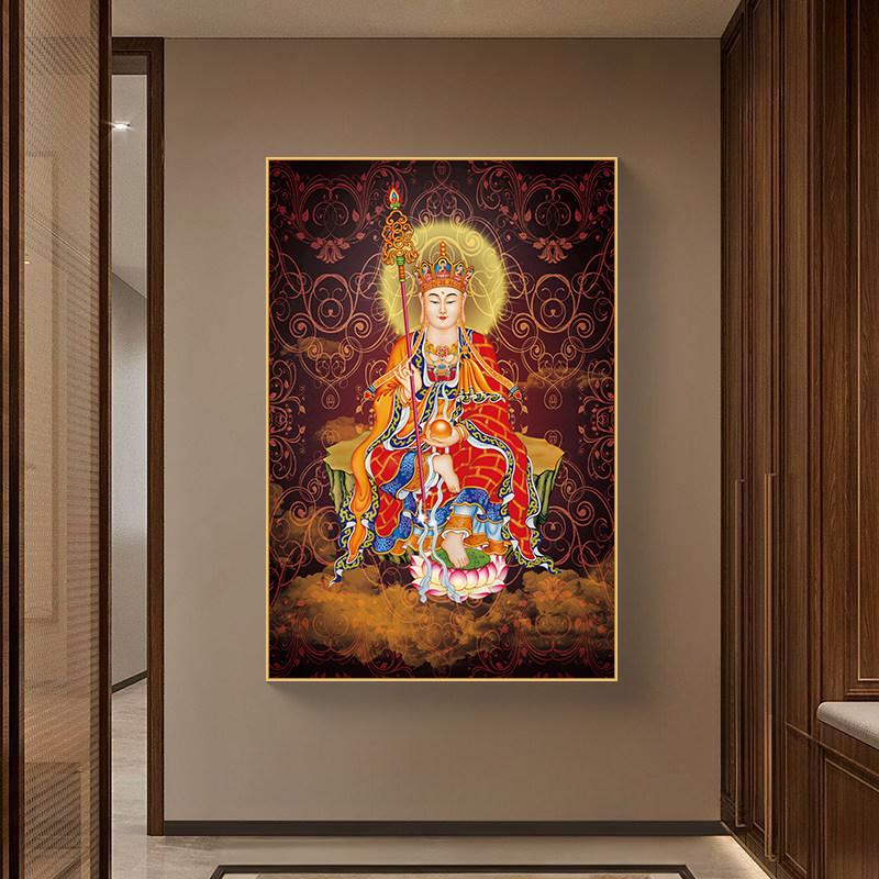 南无大愿地藏王菩萨画像挂画家用佛龛佛堂结缘供奉佛像装饰画带框