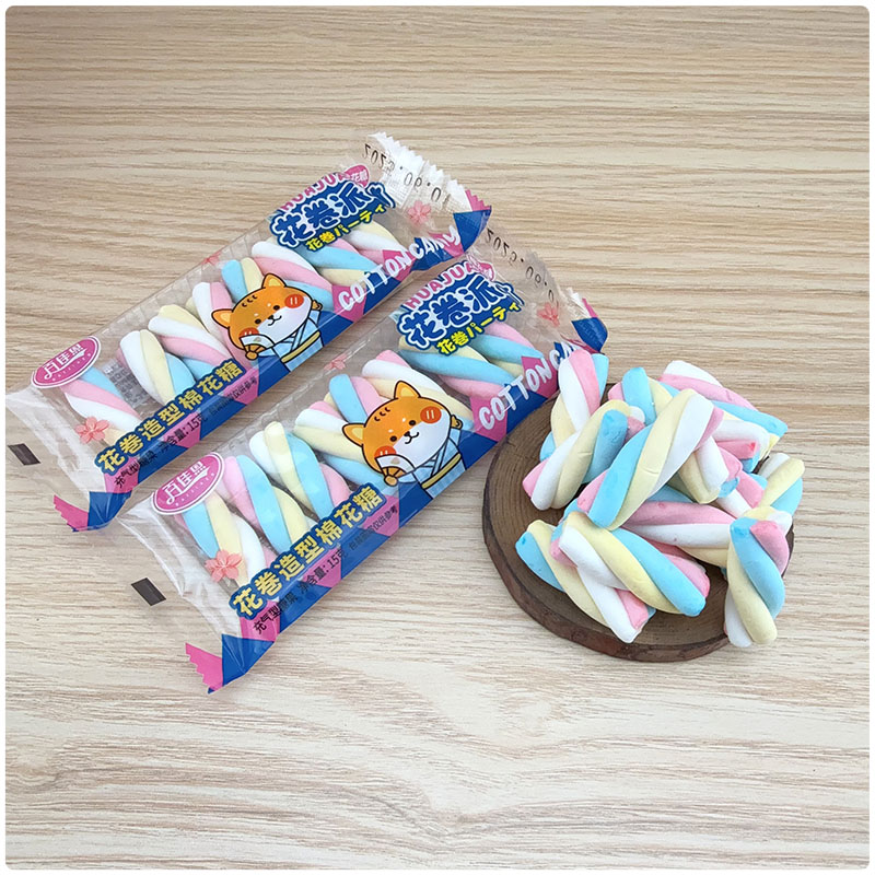 幼儿园节日小朋友分享休闲零食糖果花卷造型棉花糖独立包装棒棒糖