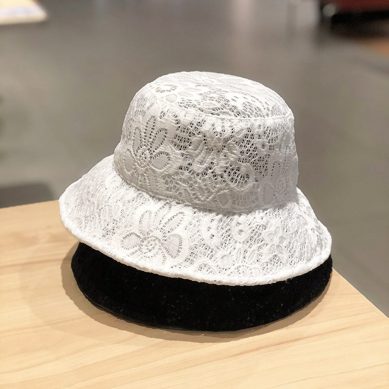 HONG KONG PURCHASING HAT WOMENS SUMMER FLAT TOP THIN LACE POT HAT TIDE JAPANESE VERSATILE FOLDABLE RETRO BUCKET HAT