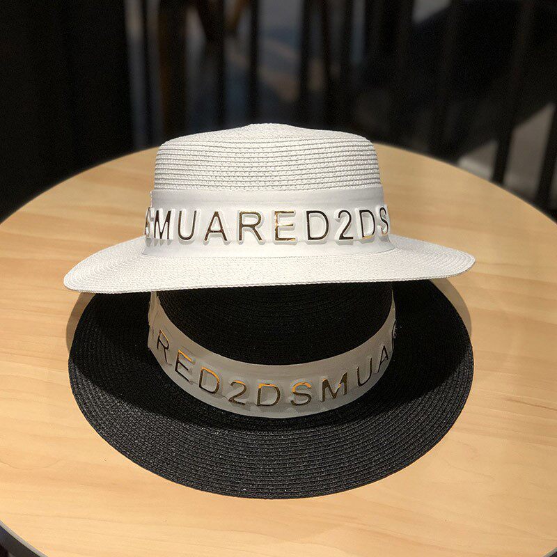 HONG KONG PURCHASING SUMMER NET CELEBRITY FLAT WHITE TOP HAT VERSATILE ELEGANT LADIES SUNSCREEN HAT STRAW HAT WOMEN