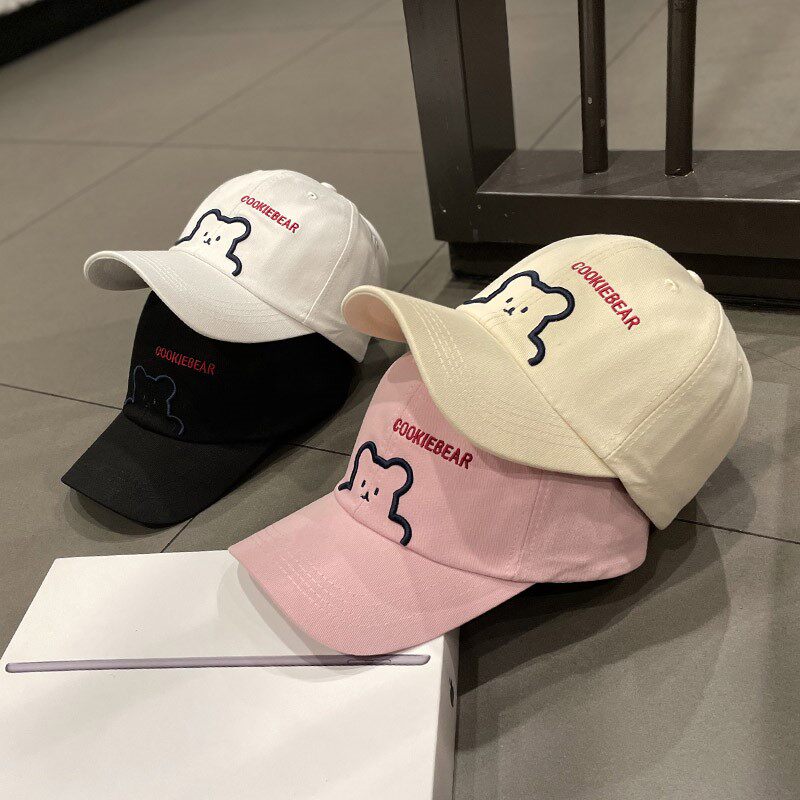 HONG KONG PURCHASING INS HAT FEMALE EMBROIDERY CARTOON BEAR BASEBALL CAP SPRING SUMMER AUTUMN KOREAN VERSION OF THE VERSATILE STREET CAP