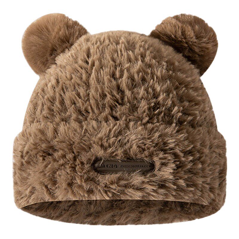 HONG KONG PURCHASING KOREAN VERSION OF CUTE EARS BEAR WOOL HAT WOMENS WINTER PLUSH WARM EAR PROTECTION KNIT HAT TIDE