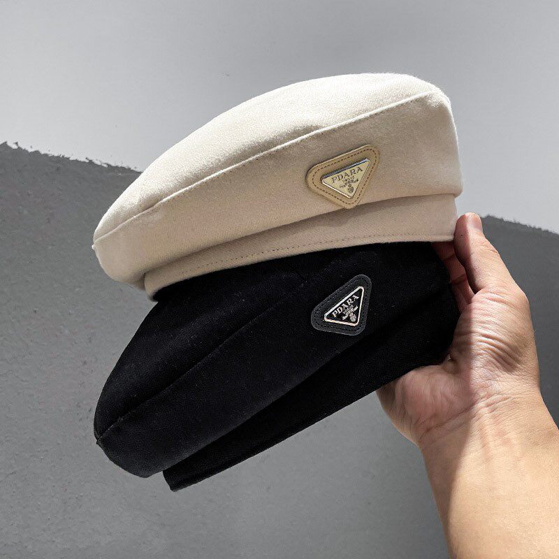 HONG KONG PURCHASING KOREAN VERSION OF INVERTED TRIANGLE MARK VERSATILE BERET HAT FEMALE BRITISH RETRO SPRING AND AUTUMN PAINTER BUD HAT
