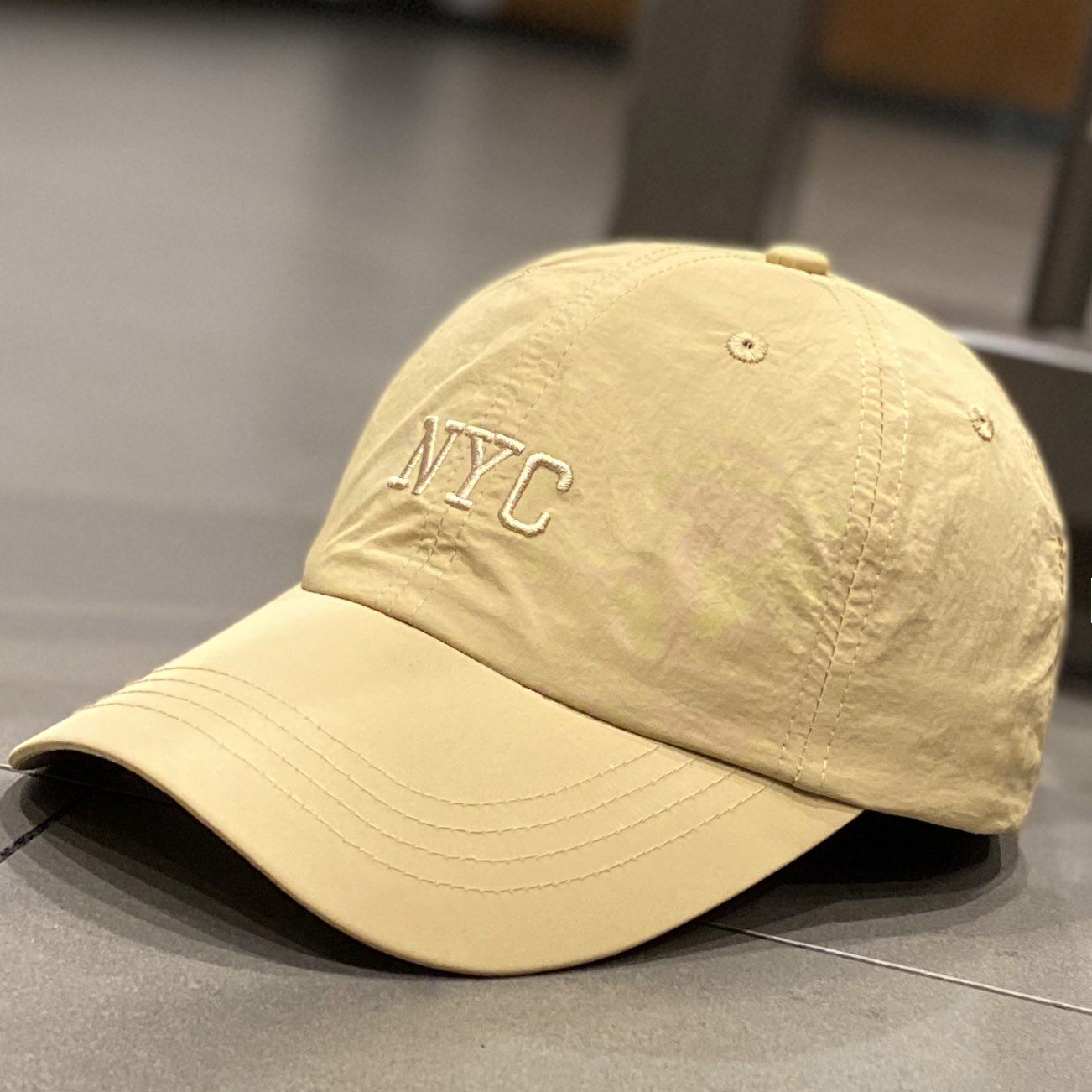 HONG KONG PURCHASING KOREAN VERSION OF INS THIN LETTER EMBROIDERY QUICK-DRYING CLOTH BASEBALL HAT WOMENS SPRING AND SUMMER BRIGHT CAP MEN