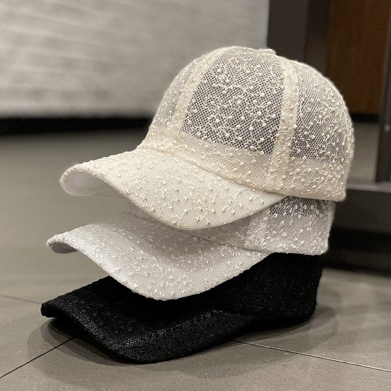 HONG KONG PURCHASING LACE MESH BREATHABLE DUCK TONGUE HAT WOMENS JAPANESE VERSATILE FASHION SPRING AND SUMMER SUNSHADE CURVED BRIM BASEBALL CAP