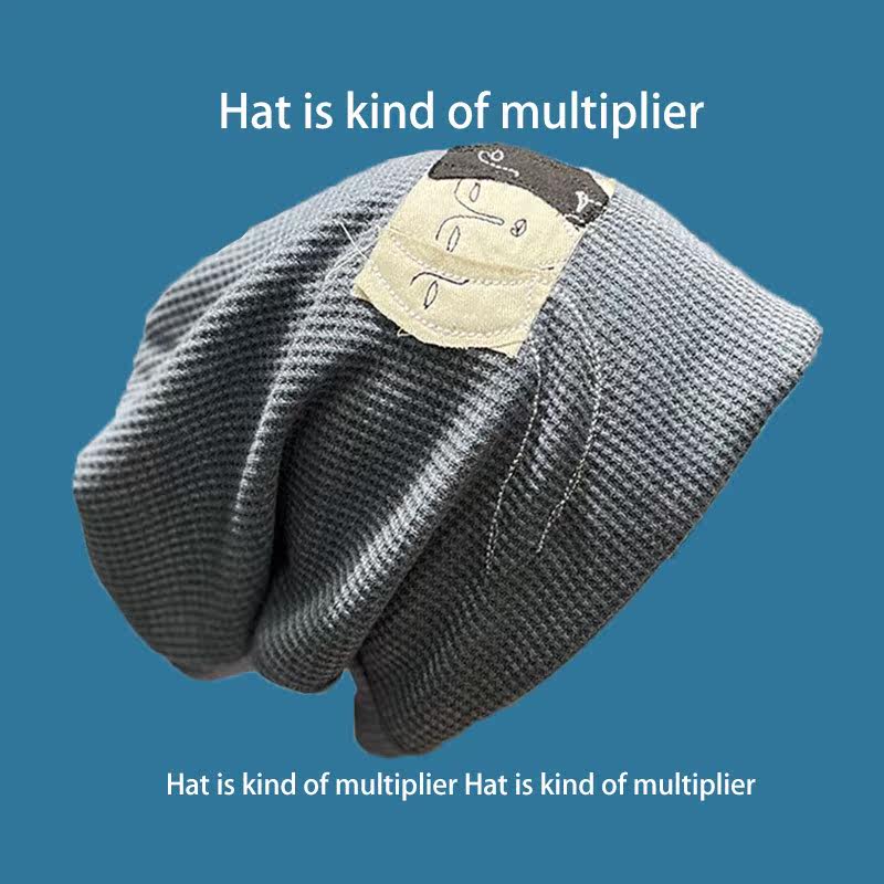 HONG KONG PURCHASING STICKERS INTERNET CELEBRITIES PILES OF HATS WOMENS BLACK HEAD HATS KOREAN VERSION PULLOVER HATS COUPLE KNITTED HATS EAR PROTECTION