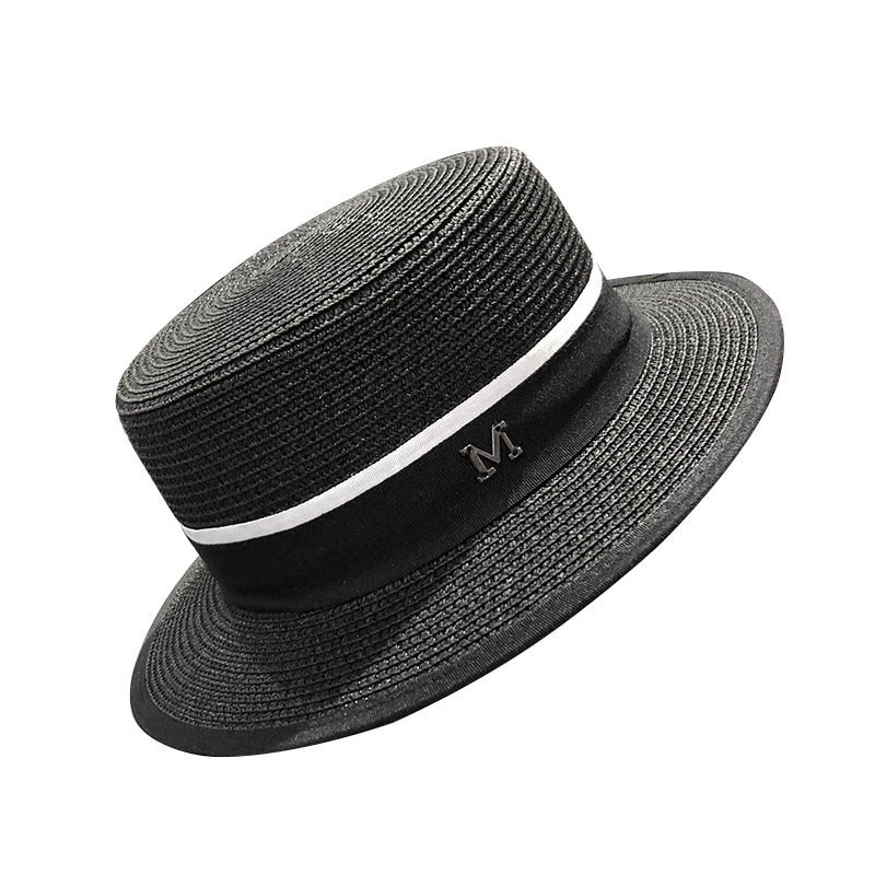 HONG KONG PURCHASING FLAT BRIM STRAW HAT WOMENS SUMMER SUNSHADE STRAW HAT SUMMER FASHION BRITISH TOP HAT