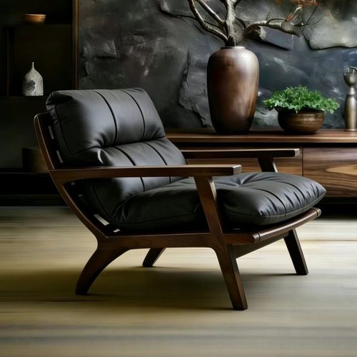 中古风真皮椅设计师复古沙发椅